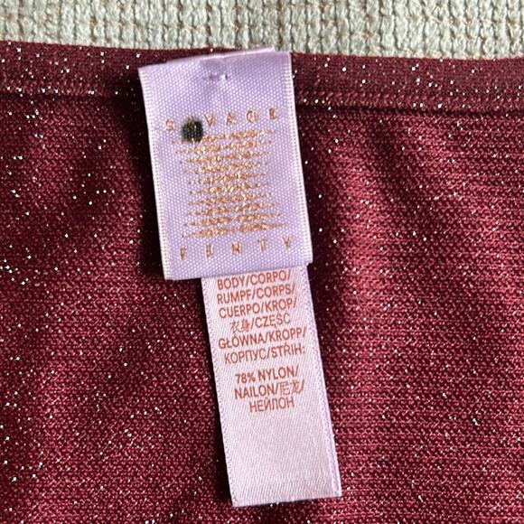 NEW Savage X Fenty purple burgundy sparkle keyhole tie front crop top, 3X - Picture 9 of 10